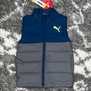 NWT Puma Navy and Gray Puffer Vest Boys S 7/8